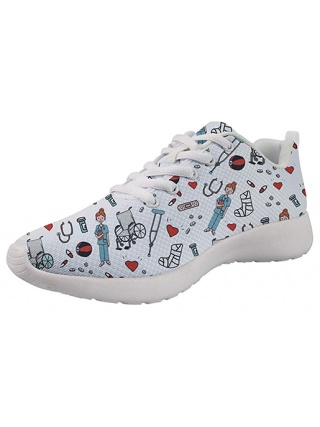 Showudesigns Nurse Print White - Zapatilla de enfermera 