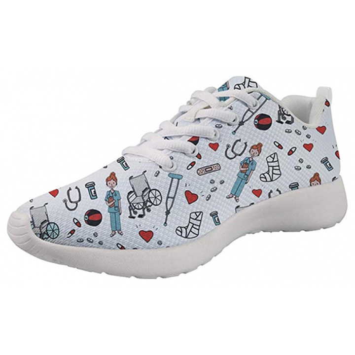 Showudesigns Nurse Print White - Zapatilla de enfermera 